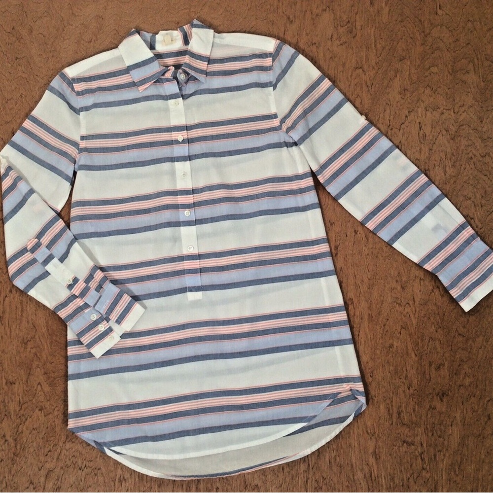J. Crew Blue and Pink Casual Button Down Shirt